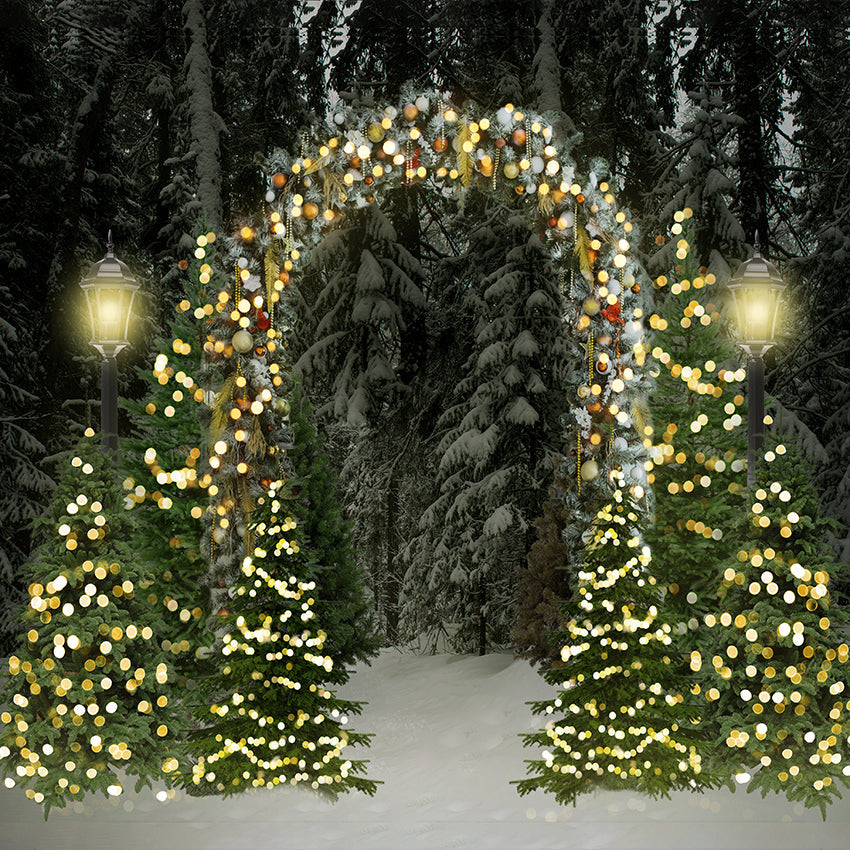 Twinkle Christmas Trees Lights Garden Photography Backdrop