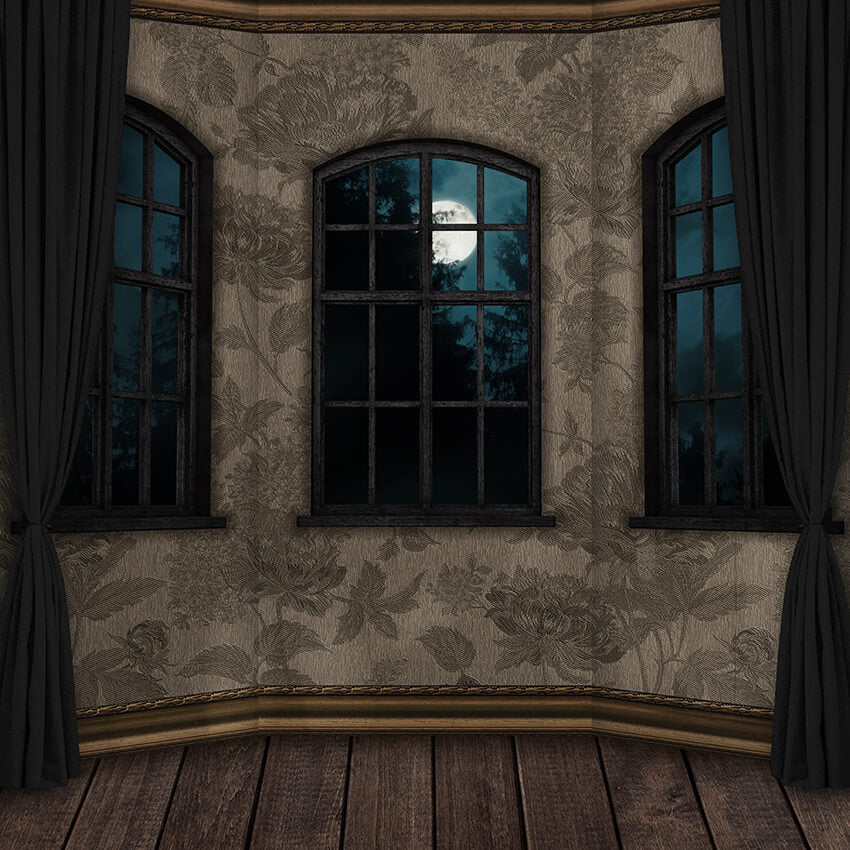 Haloween Moonlight Window Photo Shoot Backdrop