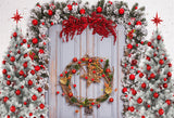 Christmas Wooden Fir Branches Wreath Backdrop D901