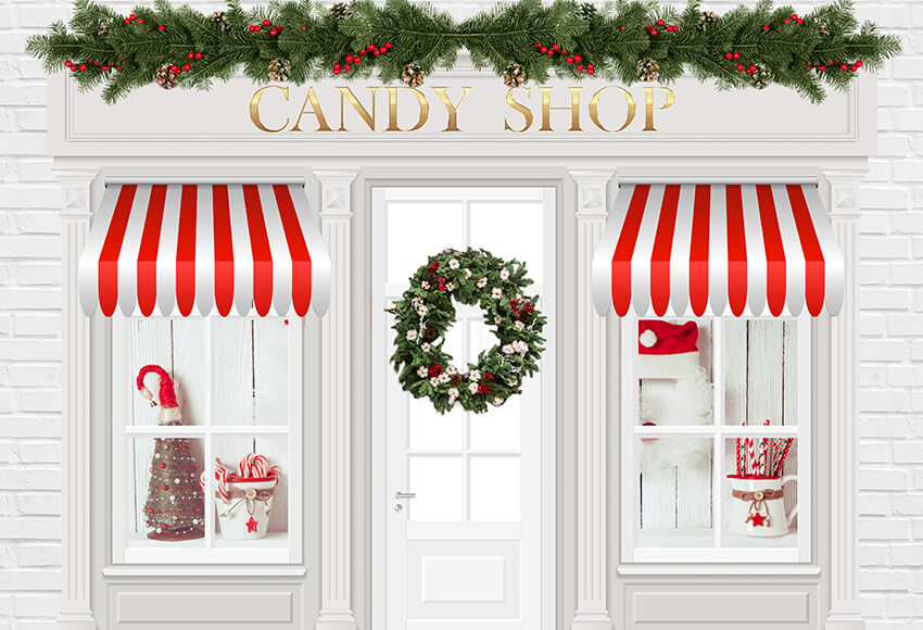 Christmas Candy Shop Decor Photography Backdrop D902