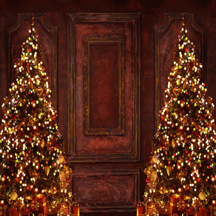 Retro-Weihnachtswand-Baum-Fotografie-Hintergrund-D915