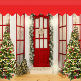 Weihnachtsgeschäftstür-funkelnder-Baum-Hintergrund-D935