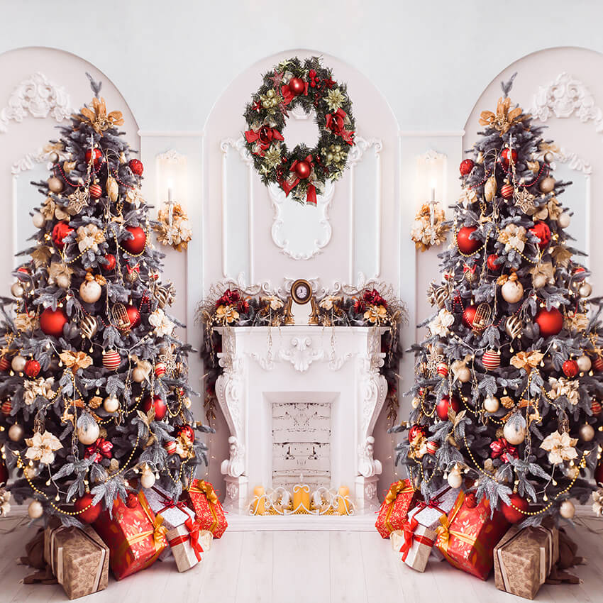 Gemütlicher-Kamin-Weihnachtsbaum-Geschenk-Haus-Hintergrund-D937