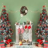 Socken-Kamin-Weihnachtsbaum-Dekoration-Hintergrund-D938