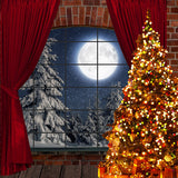 Weihnachtsbaum-Fenster-Mond-Hintergrund D947