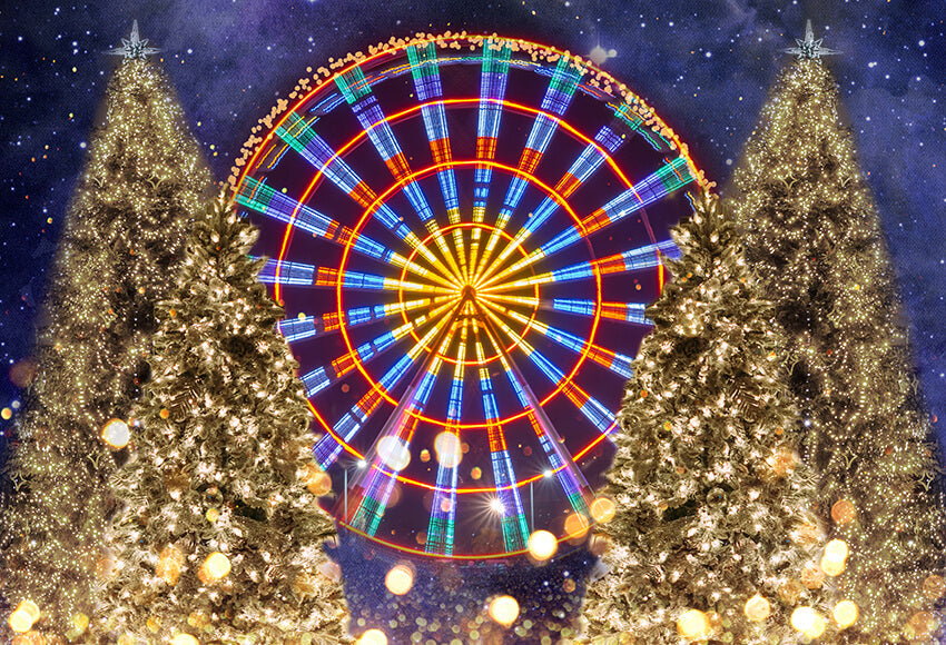 Ferris Wheel Christmas Tree Lights Backdrop