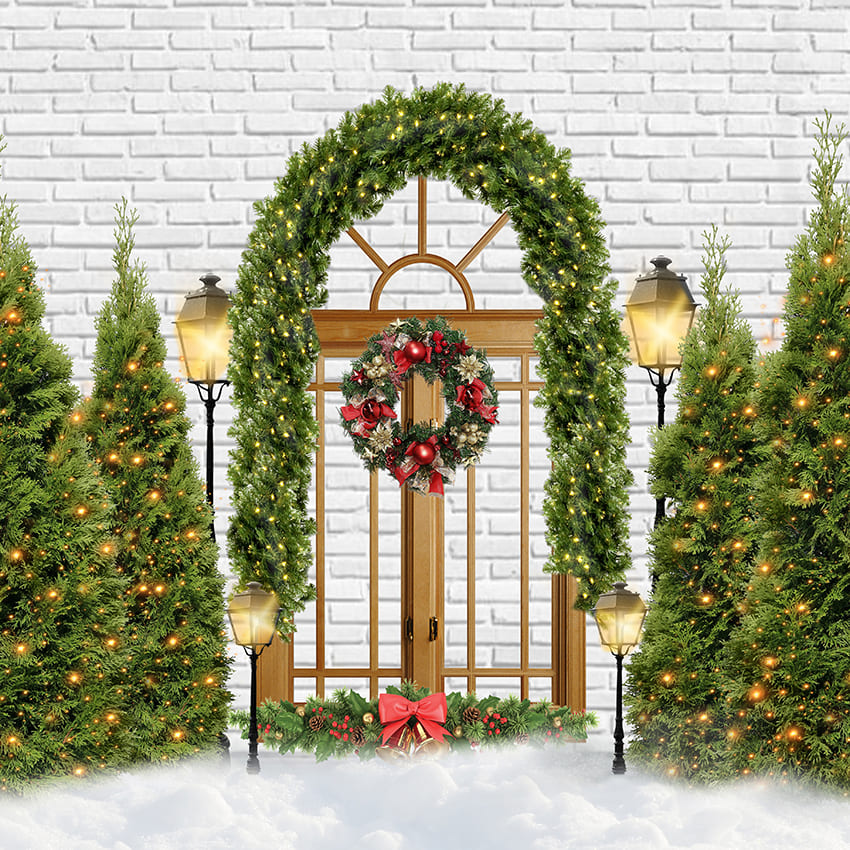 Weihnachtsbaum-Bogen-Tür-Foto-Hintergrund D973