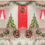 Weihnachtskranz Zaun Dekoration Hintergrund D995