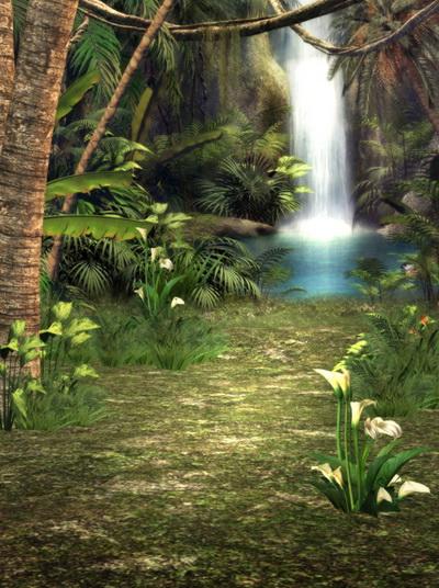 Cartoon Forest Waterfall Backdrops for Photography F-156