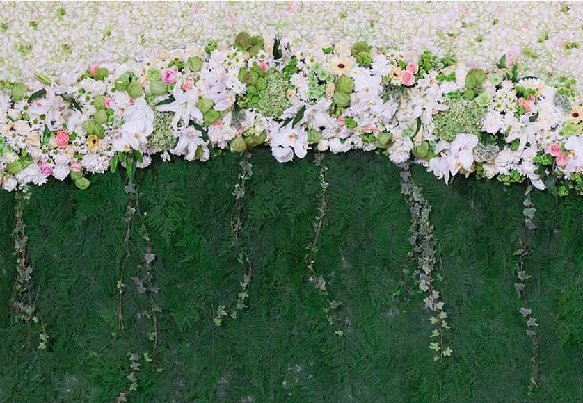 Flowers Green Leaves Curtain Backdrop for Photo Booths F-2405