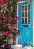 Blue Door Red Spring Flowers Photo Booth Backdrop F-2442