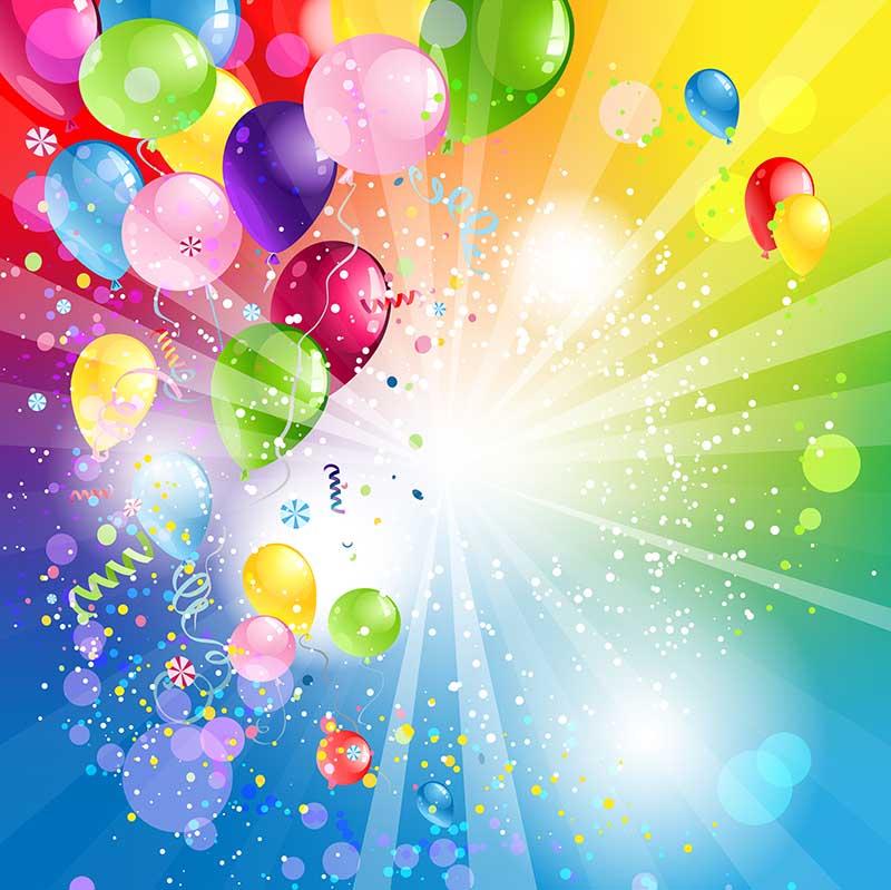 Colorful Balloons Birthday Backdrop for Photo Booth F-3001