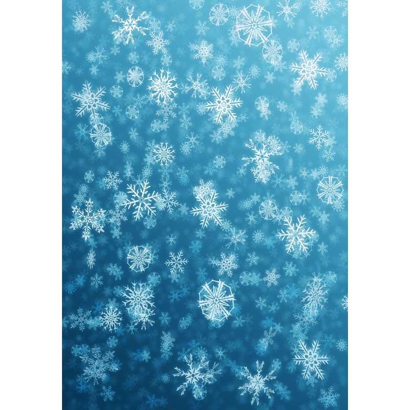 Blue Backdrop Snowflakes Background Bokeh Backdrop for Photography F-386