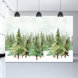 Weihnachtsbäume Hintergrund Aquarellmalerei Schnee Kulisse für Fotografie G-1202
