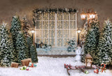 Weihnachtsbäume Schneemann Fenster dekorative Hintergrund für Fotografie G-1437