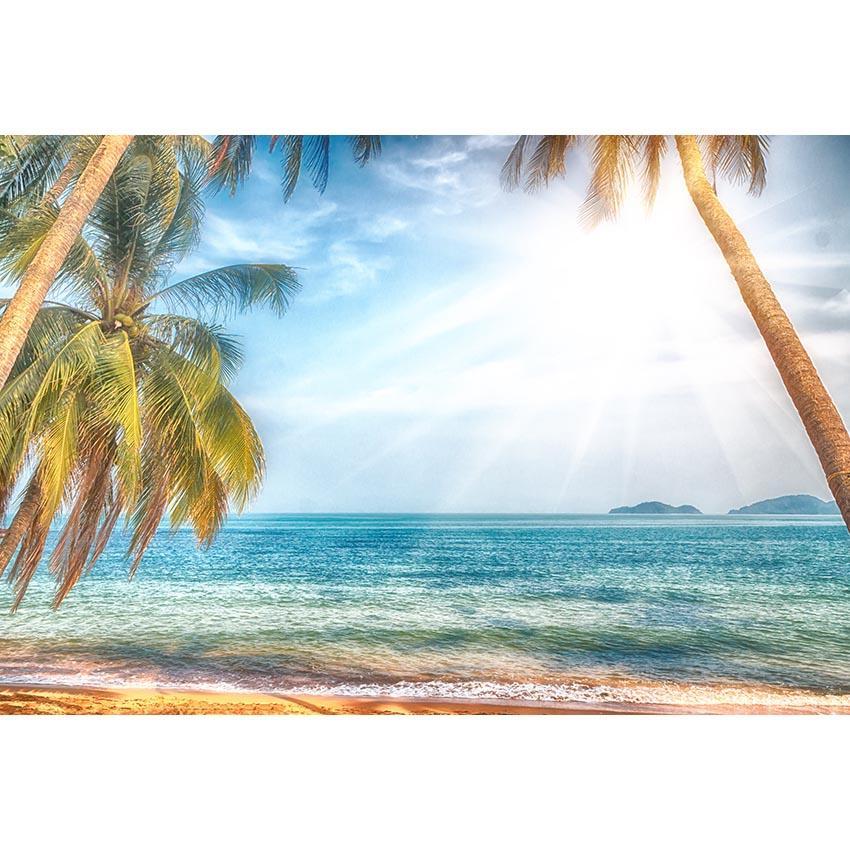 Coconut Tree Beach Ocean Photography Backdrop G-456