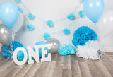 Blumenwand Ballons Blauer Hintergrund für Baby Fotografie GX-1036