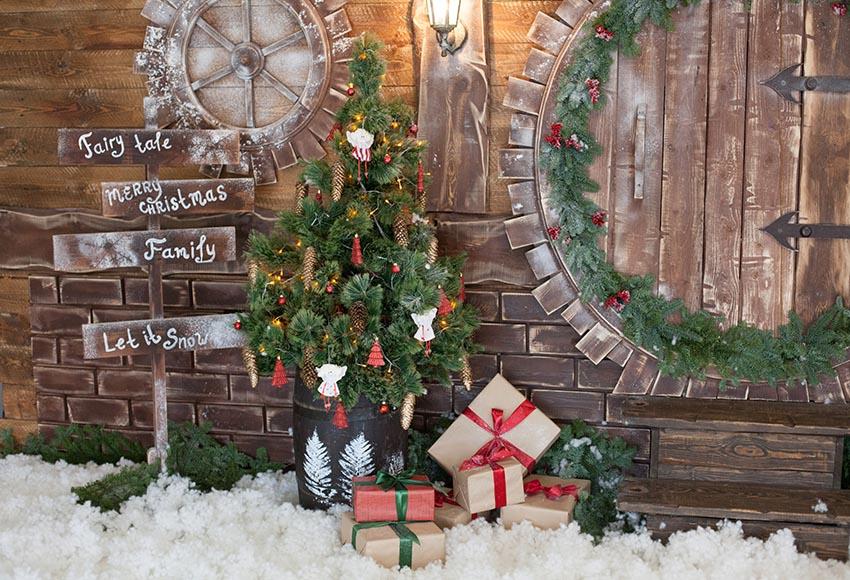 Holztür Weihnachtsbaum Geschenke Hintergründe für Weihnachten GX-1065