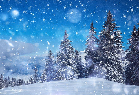 Schöner Blauer Himmel Winter Schnee Weihnachtsbäume Hintergrund GX-1076