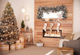 Weihnachtsbaum Geschenke Socken Innenraum Dekoration Weihnachten Hintergrund GX-1093