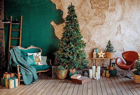 Künstlerische Weihnachtsbaum Innenraum Dekoration Smaragd Hintergrund GX-1098
