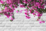 Weiss Ziegelwand Frühling Blumen Fotohintergründe HJ03177 (1)