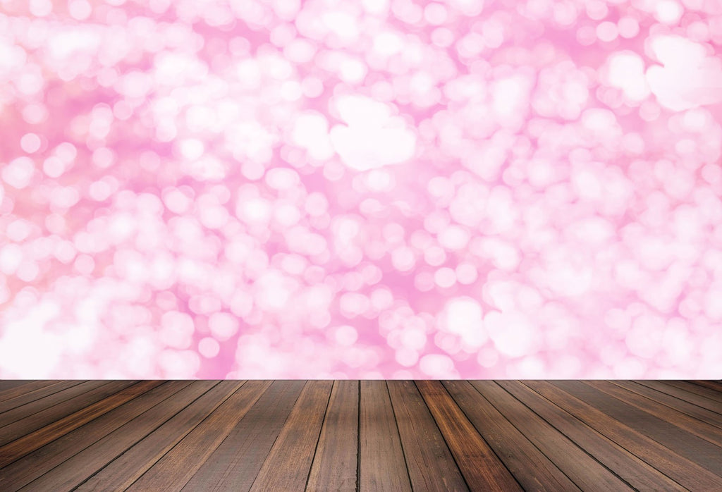 Pink Bokeh Blurred Wood Floor Backdrops HJ03189