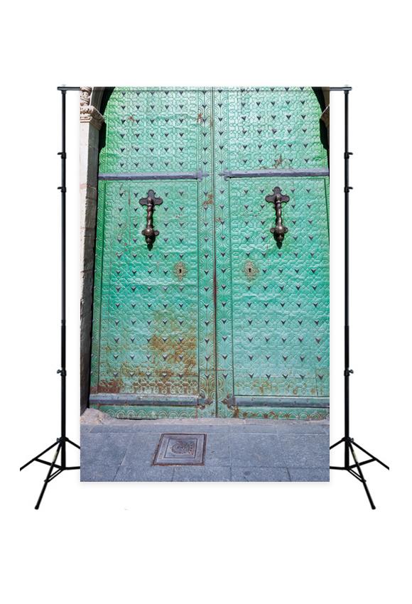 Green Rusty Iron Door Backdrop for Photo Studio J03160