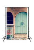 Green Arch Door Wooden Chair Backdrop for Photos J03181