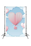 Love Heart Hot Air Balloons Backdrop for Valentine's Day J03222