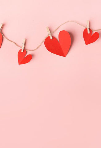 Valentine's Day Red Love Heart Pink Backdrop for Photography J03228