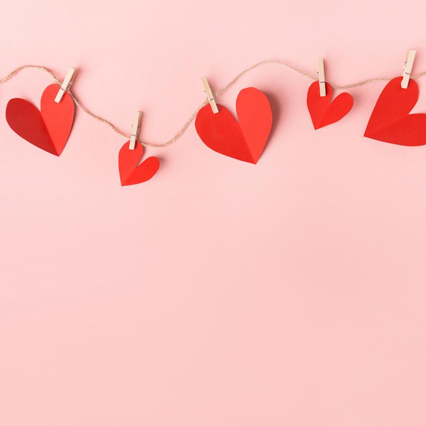 Valentine's Day Red Love Heart Pink Backdrop for Photography J03228