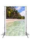 Coconut Tree Beach Ocean Summer Backdrop for Photos J03735