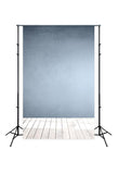 Blue Wall Wooden Floor Photo Booth Backdrop