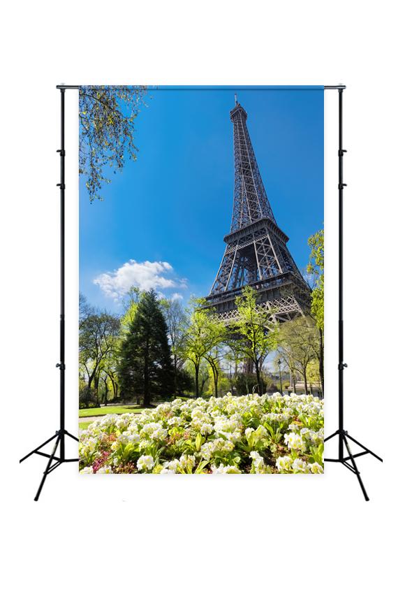 Paris Eiffel Tower Flowers Photo Studio Backdrop J05497