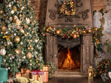 Christmas Tree Gifts Fireplace Photo Booth Backdrops KAT-31