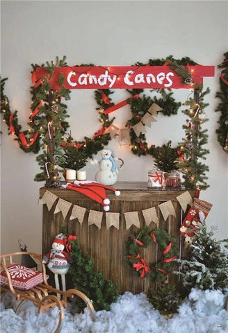 Candy Canes Christmas  Backdrop for Photography KAT-47