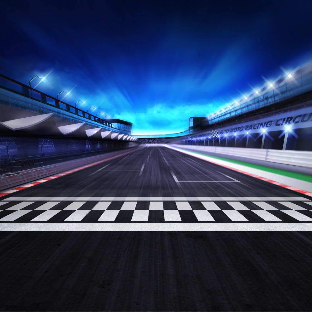 Race Track Finish Line  Night Scene 3D Racing Competition Photo Backdrop MR-2262