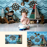 Blue Sea Wave Newborn Baby Boy Photography Backdrop NB-222