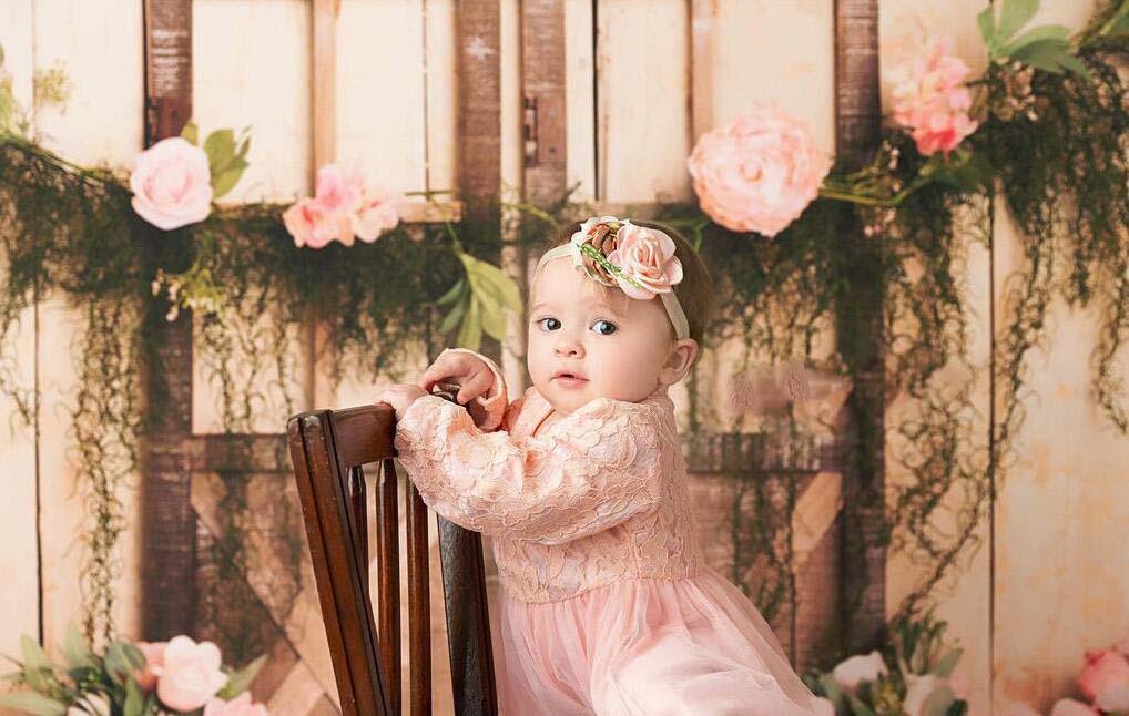 Barn Door Pink Flowers Photography Backdrop NB-322