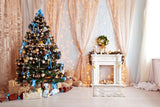Curtain Lights Christmas Tree Backdrops for Picture DBD-19415