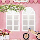 White Window Pink Wall Flower Photo Backdrop S-3025