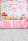 Birthday Party Background Flags Backdrop Pink Backdrop S-3045