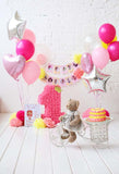 Birthday Party Background Balloons Backdrop Pink Backdrops S-3078