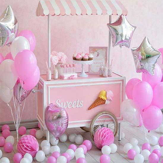 Kuchen Topper Babyparty Rosa Luftballons Foto Hintergrund S-3084