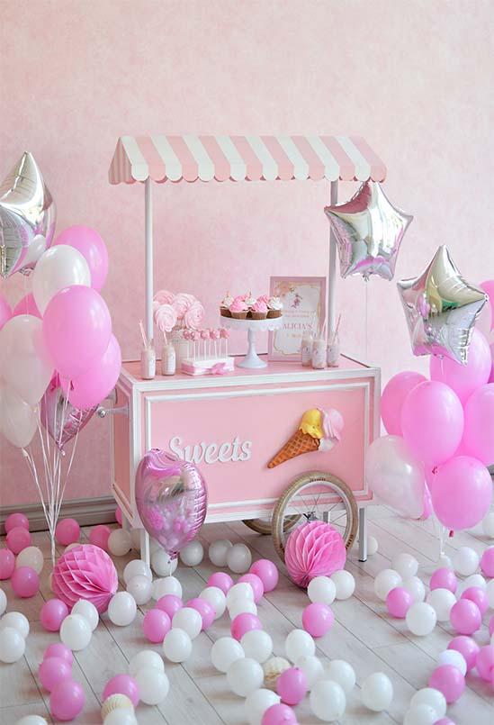 Baby Backdrops Food  Backdrops Balloons Backgrounds  Pink Cake S-3084
