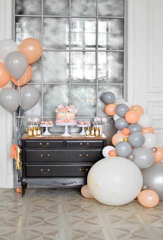 Birthday Party Background Balloons Backdrop Grey Backdrops S-3085