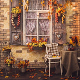 Herbstfenster Gelb Blätter Herbst Fotografie Hintergrund S-3201