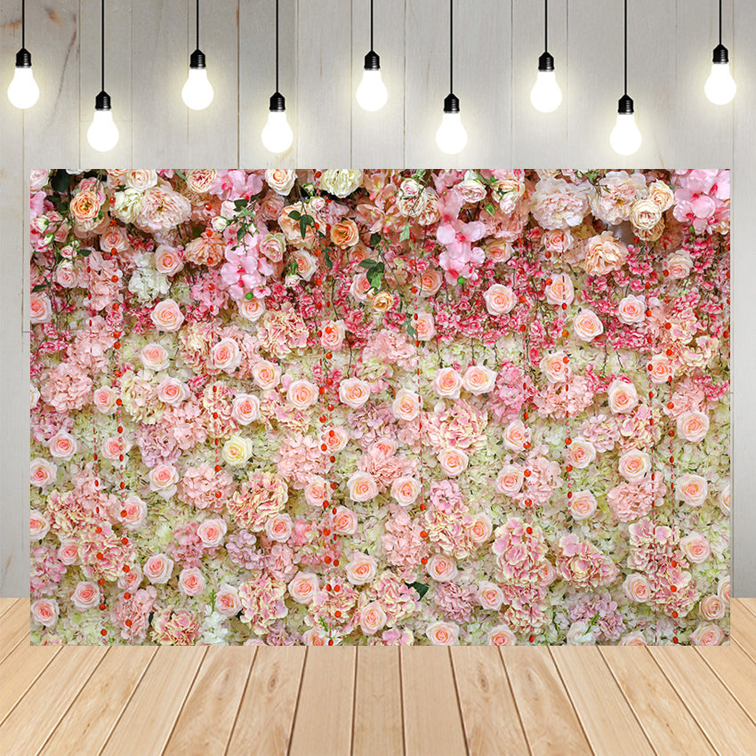 Pink and White Rose Flowers Wedding Backdrop