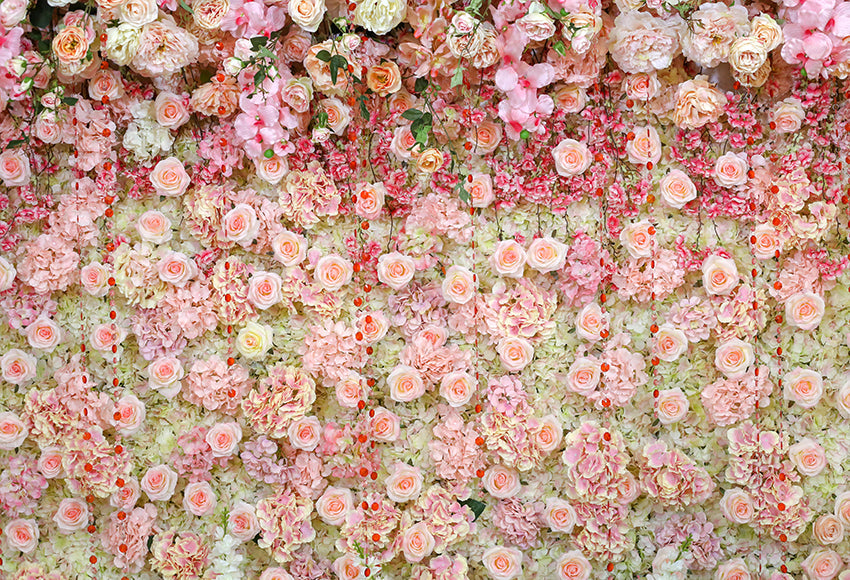 Rosa und weiße Rosen-Blumen-Hochzeits-Hintergrund SH-1010